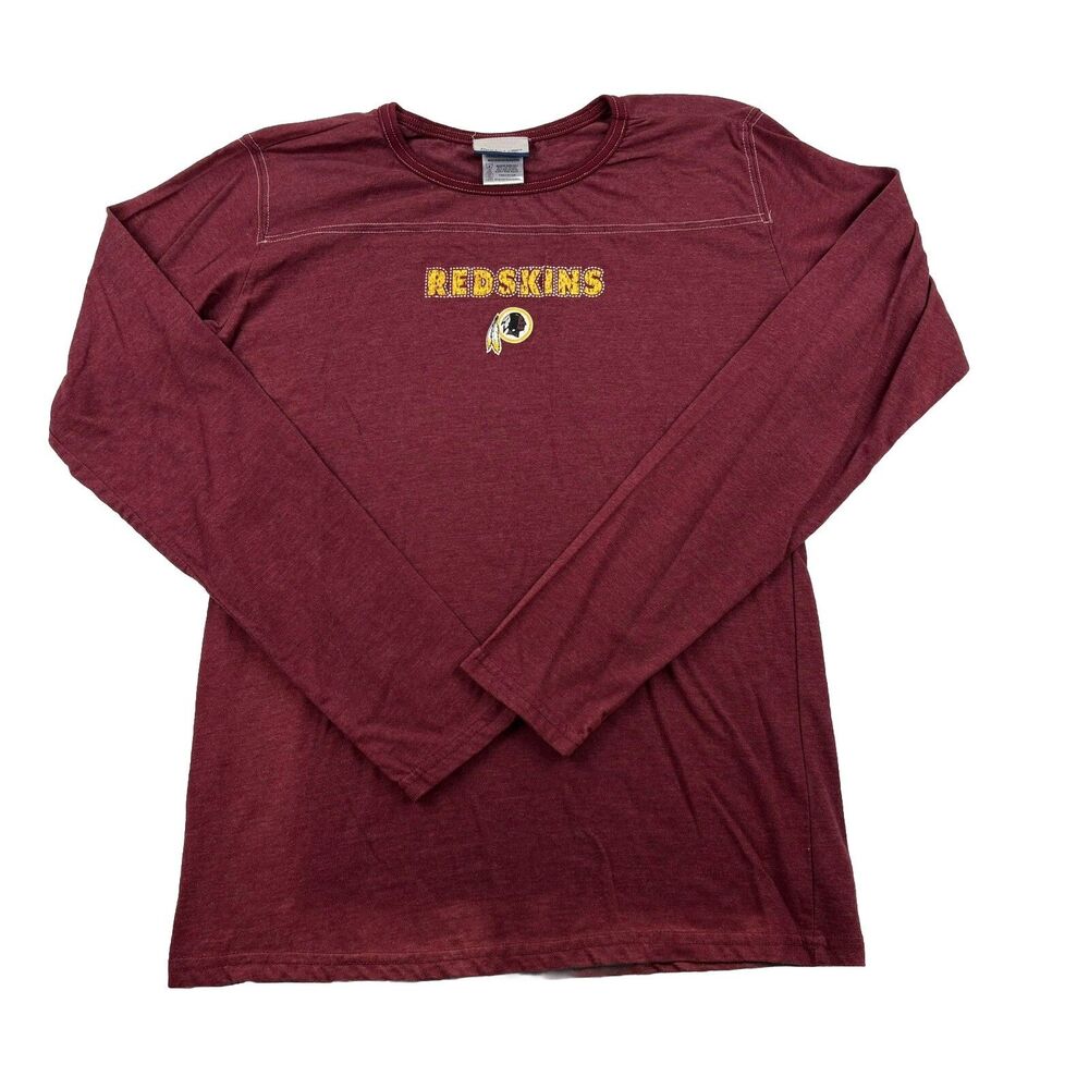 Vintage Washington Redskins Long Sleeve Shirt Womens XL Red Reebok Discoloring